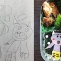 一位爸爸把幼兒園女兒的繪畫做成便當，超還原的硬核畫風火爆日本！