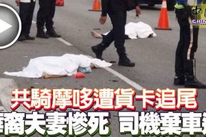 共騎摩哆遭貨卡追尾華裔夫妻慘死司機棄車逃