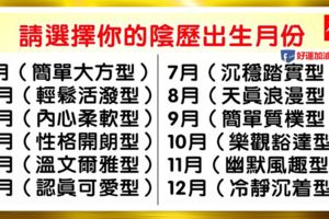 心理學：你陰曆幾月出生，看出你是什麼類型的人！