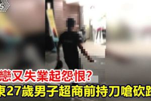 失戀又失業起怨恨？台東27歲男子超商前持刀嗆砍路人