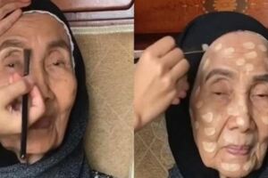 孫女為70歲阿嬤化妝，完成後比媽媽還要年輕，把她高興壞了！