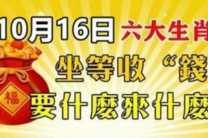 10月16日開始坐等收錢，要什麼來什麼的生肖