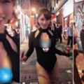 成人萬聖節！大膽女模「上下深V」一個晃步走來鏡頭暈我也暈: