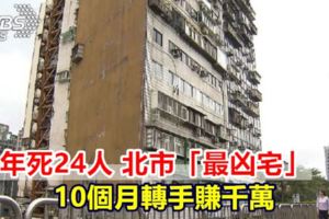 34年死24人北市「最凶宅」10個月轉手賺千萬