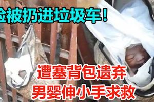 險被扔進垃圾車！遭塞背包遺棄男嬰伸小手求救