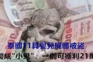 泰國11具嬰兒屍體被盜，或製成"小鬼"，一個可獲利21萬元