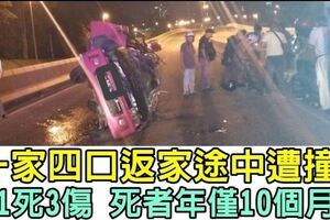 橋車遭撞翻覆　釀1死3傷死者年僅10個月大