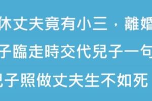 退休老公竟有小三！離婚妻子臨走時交代兒子一句話，兒子照做後老公現在只能天天癱在床上！