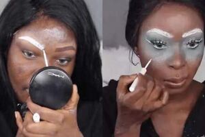 黑人女子挑戰白雪公主,用粉底塗抹整張臉,戴上假髮後,卻驚艷了！
