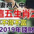 夫妻兩人中有這五生肖之一，今年不得不富，2019年錢財自來