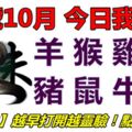 09號10月，今日我最旺！羊猴雞狗豬鼠牛虎！【91088】越早打開越靈驗！點個讚吧！