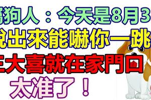 屬狗人：今天是8月3日，說出來能嚇你一跳，三大喜就在家門口，太准了！