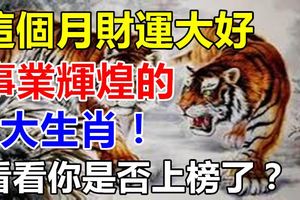 這個月財運大好，事業輝煌的3大生肖！看看你是否上榜了？