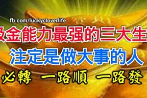 吸金能力最強的三大生肖，註定是做大事的人，必轉一路順一路發