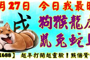 3月27日，今日我最旺！狗猴龍虎鼠兔蛇馬！【61688】越早打開越靈驗！點個贊吧！