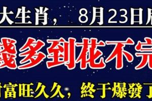 這6大生肖，8月23日後，錢多到花不完，財富旺久久，終於爆發了！