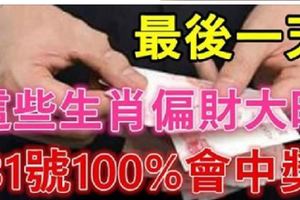 8月最後一天偏財大旺，31號100%會中偏財的生肖