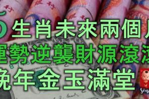 5生肖未來兩個月運勢逆襲，財源滾滾，晚年金玉滿堂，生活逍遙！