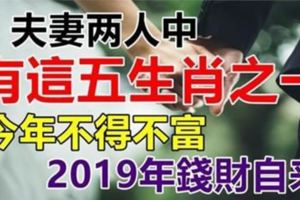 夫妻兩人中有這五生肖之一，今年不得不富，2019年錢財自來