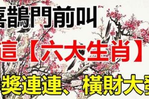 喜鵲門前叫，必有好事到！中獎中不停地6個生肖，有你嗎？