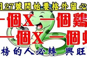 1月27號開始要格外留心了，一個X，一個雞，一個X，一個蛇~上榜必轉~