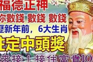 農曆新年前，6大生肖註定中頭獎，福德正神陪你數錢，快來接！接住富貴10年