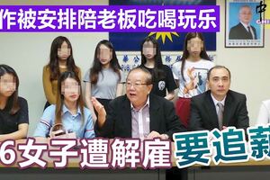 工作被安排陪老闆吃喝玩樂6女子遭解僱要追薪