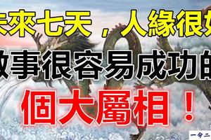 未來七天，人緣很好，做事很容易成功的屬相！