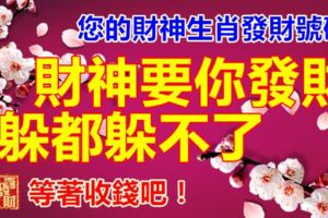 您的財神生肖發財號碼，財神要你發財，躲都躲不了。等著收錢吧！