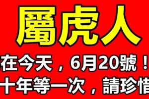 就在今天，屬虎人6月20號，十年等一次，請珍惜！
