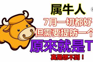 屬牛人：7月一切都好但需要提防一個人，原來就是TA！真的想不到！