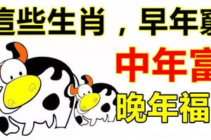 這些生肖，早年窮，中年富，晚年福！