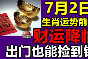7月2日生肖運勢前三，財運降臨，出門也能撿到錢