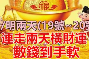 今/明兩天！連走兩天橫財運的生肖，數錢到手軟！