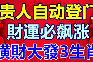 貴人自動登門，財運必飆漲橫財大發3生肖