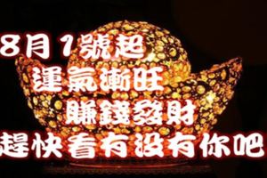 8月1號起運氣漸旺，賺錢發財，身邊多驚喜的生肖屬相！