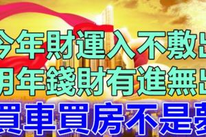 今年財運入不敷出，明年錢財有進無出，買車買房不是夢的四大生肖！
