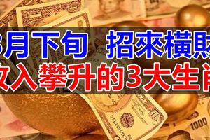 8月下旬，招來橫財，收入攀升的3大生肖！