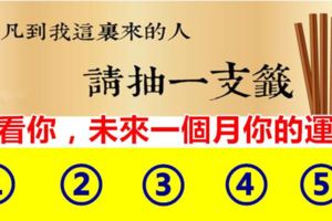 靈簽佔卜：凡到我這裡來的人，請抽一支簽！看看你，未來一個月的運勢
