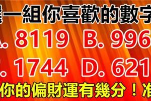 選一組你喜歡的數字，測你的偏財運有幾分！
