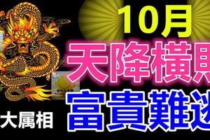 10月天降橫財，富貴難逃的生肖！