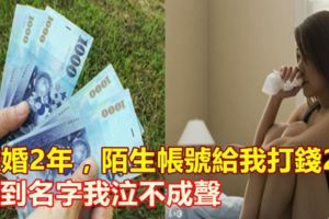 離婚2年，陌生帳號給我打錢2萬，查到名字我泣不成聲