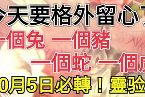10月5日必轉啊！一個兔、一個豬、一個蛇、一個虎！100%靈驗！