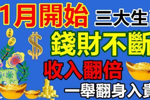 11月開始3生肖錢財不斷收入翻倍一舉翻身入貴！