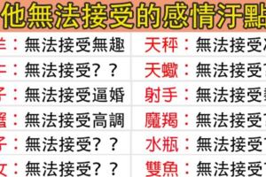 十二星座無法接受的「感情汙點」！一旦出現離分手的日子也不遠了！