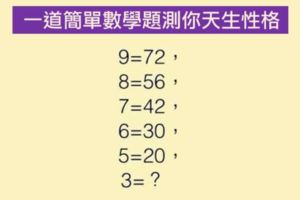 一道數學題，測出你的工作及性格！