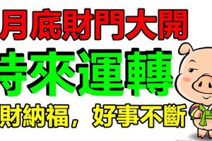 1月底財門大開，時來運轉，招財納福，好事不斷的3大生肖