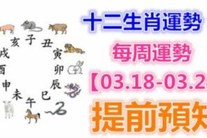 十二生肖運勢：每周運勢【03.18-03.24】提前預知！