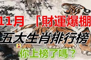 11月「財運爆棚」的五大生肖排行榜，你上榜了嗎？