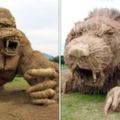 日本稻草藝術節，「巨型動物」比威武…讓所有人讚嘆不已！